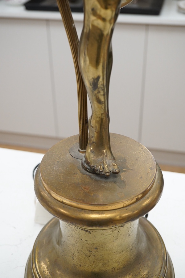 A 20th century brass figural table lamp, 81cm to top of figure